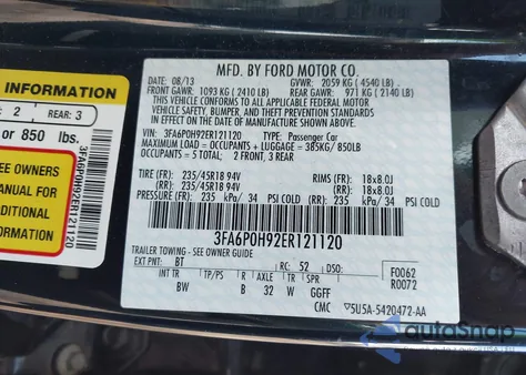 2014 Ford Fusion Se z USA, uszkodzony, nr VIN 3FA6P0H92ER121120